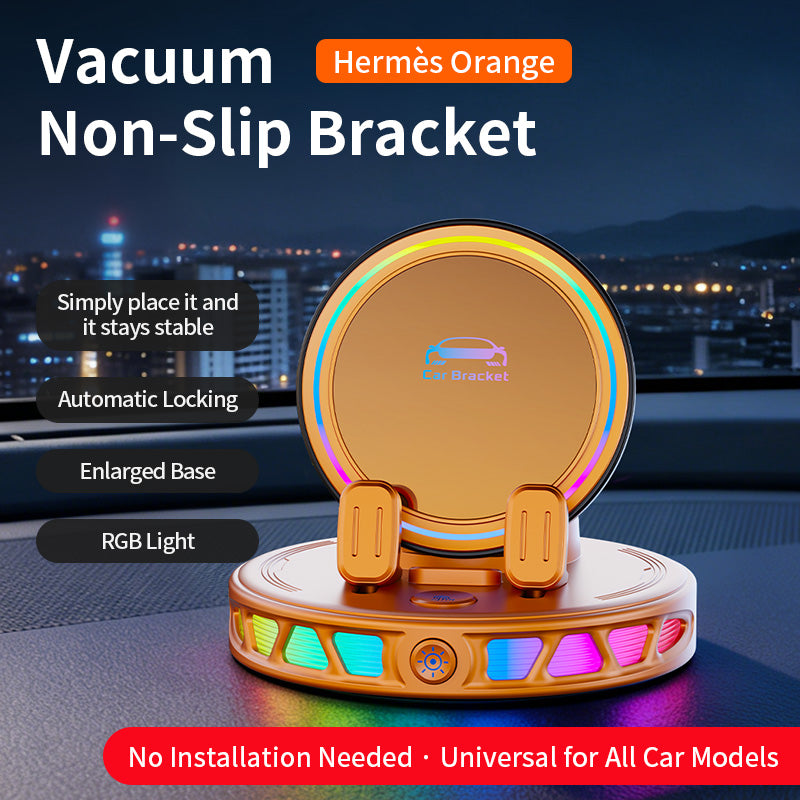 2026 Newest RGB Ambient Light Magnetic Wireless Car Charger - 360° Rotatable Vacuum Suction Car Phone Mount, Anti-Shake Auto-Lock Dashboard Holder, Futuristic Interior Accessory