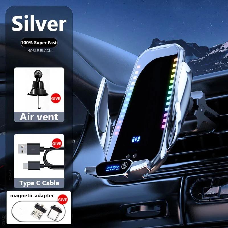Multifunctional Car Phone Holder - Super Fast Charger, Type-C Charging, Ambient Light, Air Vent & Dashboard Mount, Accessories for Car, Multifunctional Charger,summervibes