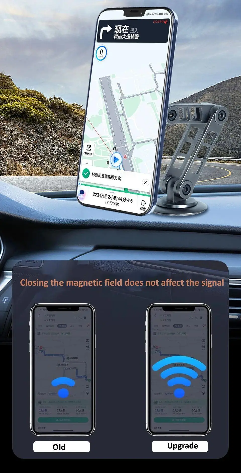 ZOVONIX Metal long arm Magnetic Car Phone Holder 360 Rotating Dashboard Phone Stand Hands-Free Adjustable Foldable Car Phone Holder For Desk Hands-Free samsung s20 magnetic phone mount cell phone holder Universal