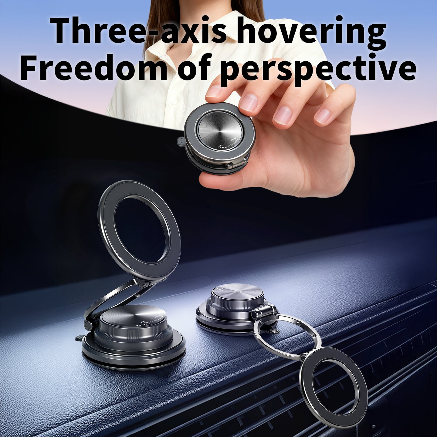 Zovonix Strong Magnetic Car Mobile Phone Holder Vacuum Suction Cup Foldable 360° Rotatable Navigation Stand Dashboard Windshield For All Smartphones