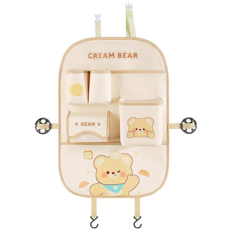 Car seat back storage bag cartoon car-mounted anti-kick pad car rear multifunctional storage storage bag