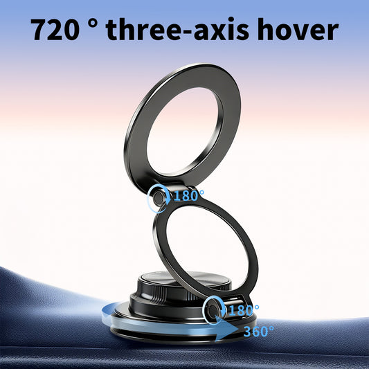 Zovonix Strong Magnetic Car Mobile Phone Holder Vacuum Suction Cup Foldable 360° Rotatable Navigation Stand Dashboard Windshield For All Smartphones