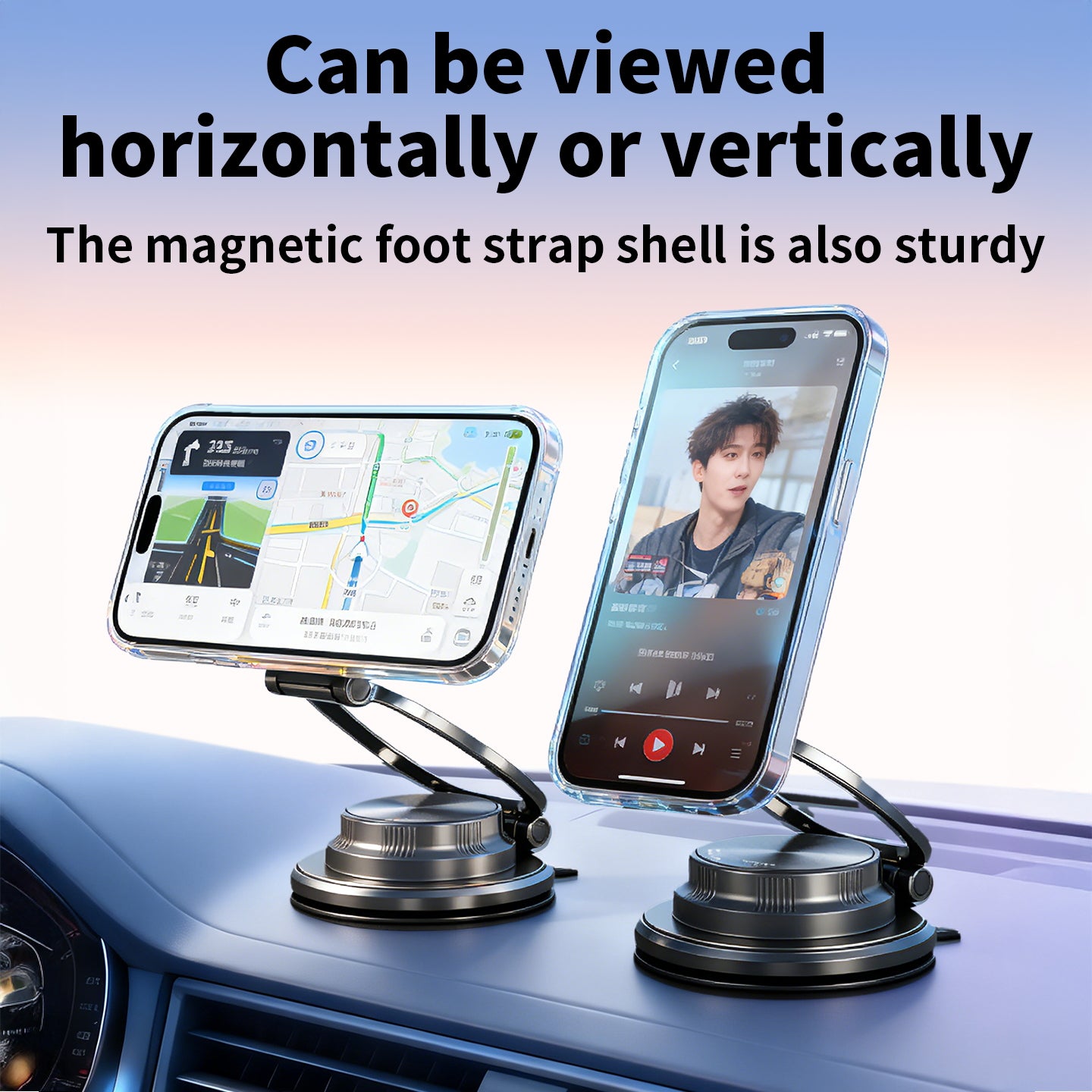 Zovonix Strong Magnetic Car Mobile Phone Holder Vacuum Suction Cup Foldable 360° Rotatable Navigation Stand Dashboard Windshield For All Smartphones