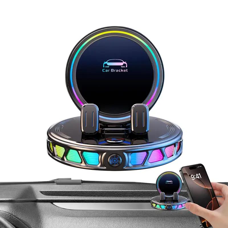 2026 Newest RGB Ambient Light Magnetic Wireless Car Charger - 360° Rotatable Vacuum Suction Car Phone Mount, Anti-Shake Auto-Lock Dashboard Holder, Futuristic Interior Accessory