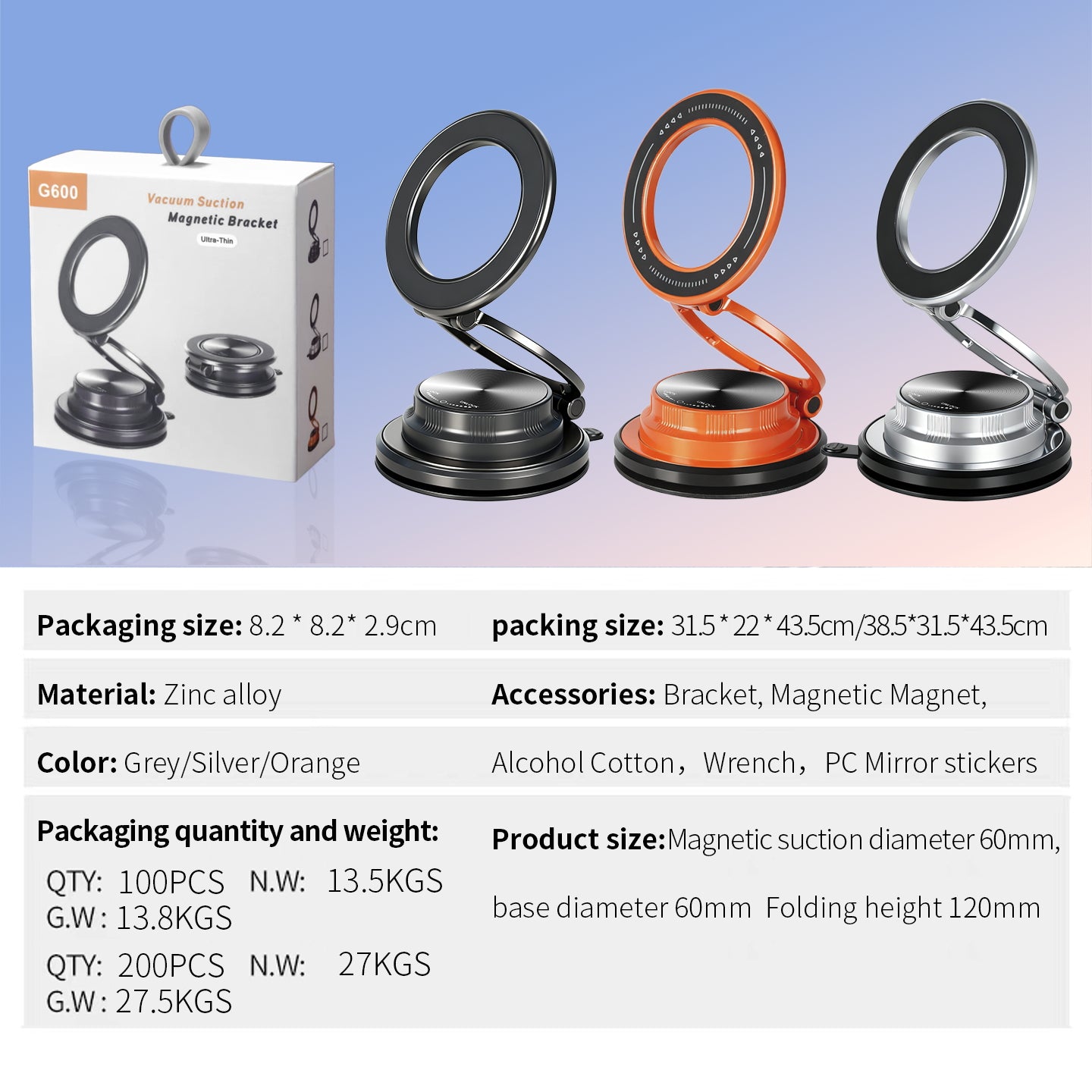 Zovonix Strong Magnetic Car Mobile Phone Holder Vacuum Suction Cup Foldable 360° Rotatable Navigation Stand Dashboard Windshield For All Smartphones
