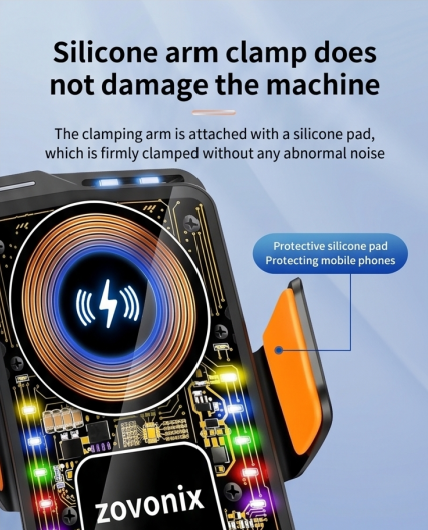 ZOVONIX Max 66W Magnetic Car Mobile Phone Holder 15W Wireless Fast Charging Infrared Sensing with Light Touch Control for iPhone Android