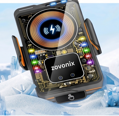 ZOVONIX Max 66W Magnetic Car Mobile Phone Holder 15W Wireless Fast Charging Infrared Sensing with Light Touch Control for iPhone Android