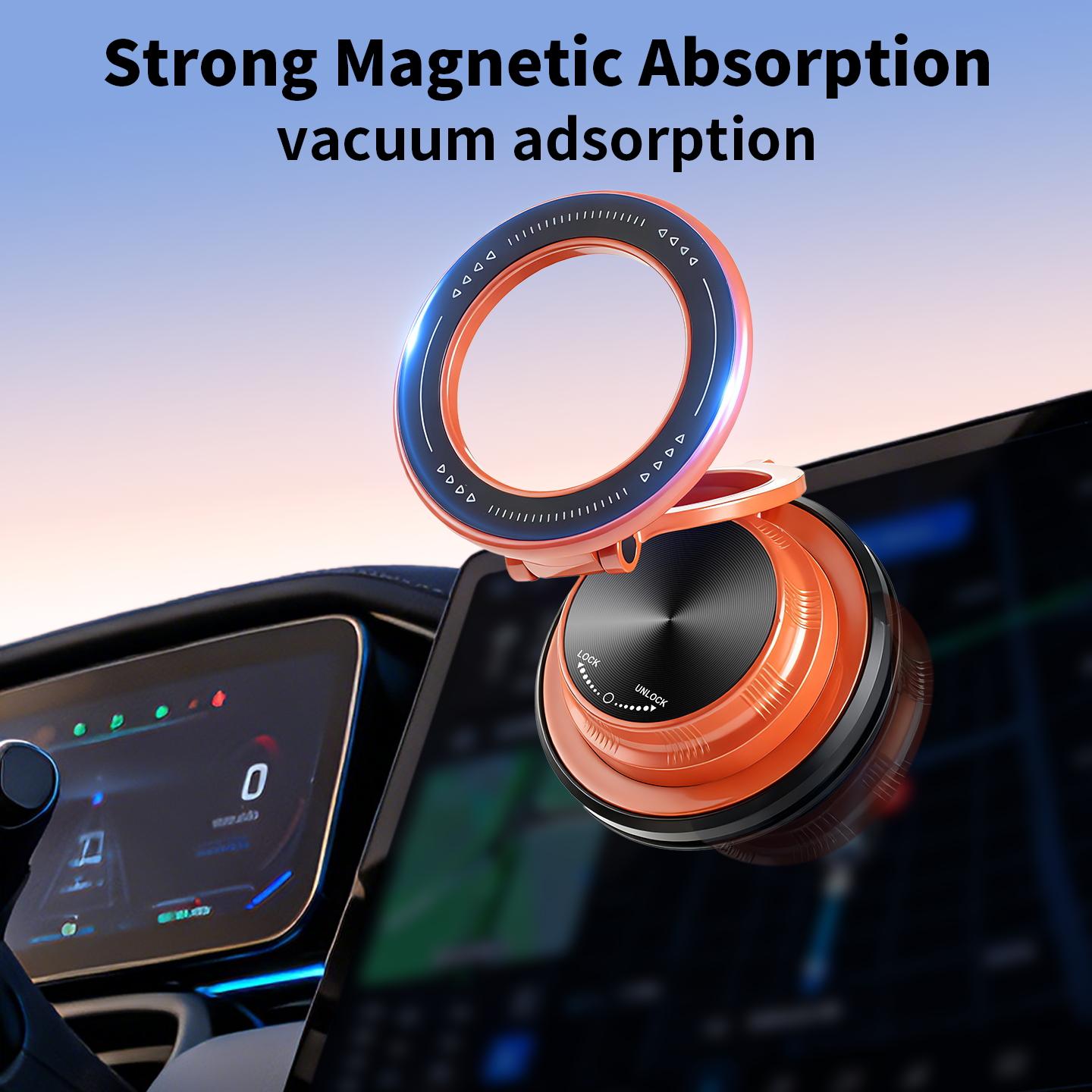 Zovonix Strong Magnetic Car Mobile Phone Holder Vacuum Suction Cup Foldable 360° Rotatable Navigation Stand Dashboard Windshield For All Smartphones
