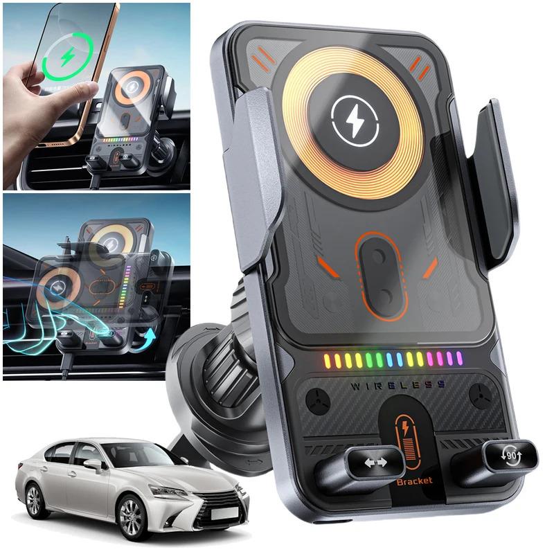 15W Wireless Charging  Car Phone Holder: Electric Induction Opening/Closing, Horizontal & Vertical Rotation, Air Vent Mount – Multifunctional for Apple & Android Phones Electronic Smartphone Charger