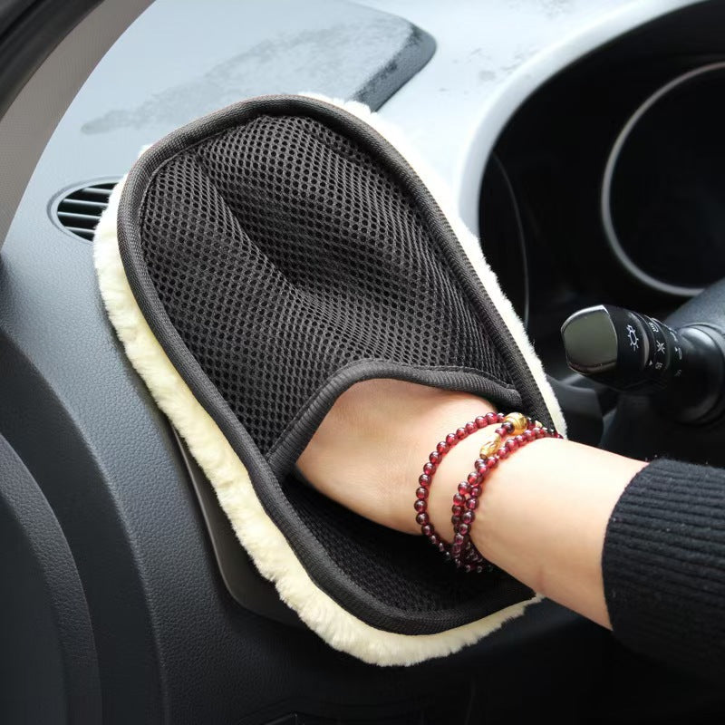 Wool car wash gloves cleaning and waxing gloves cleaning and polishing car