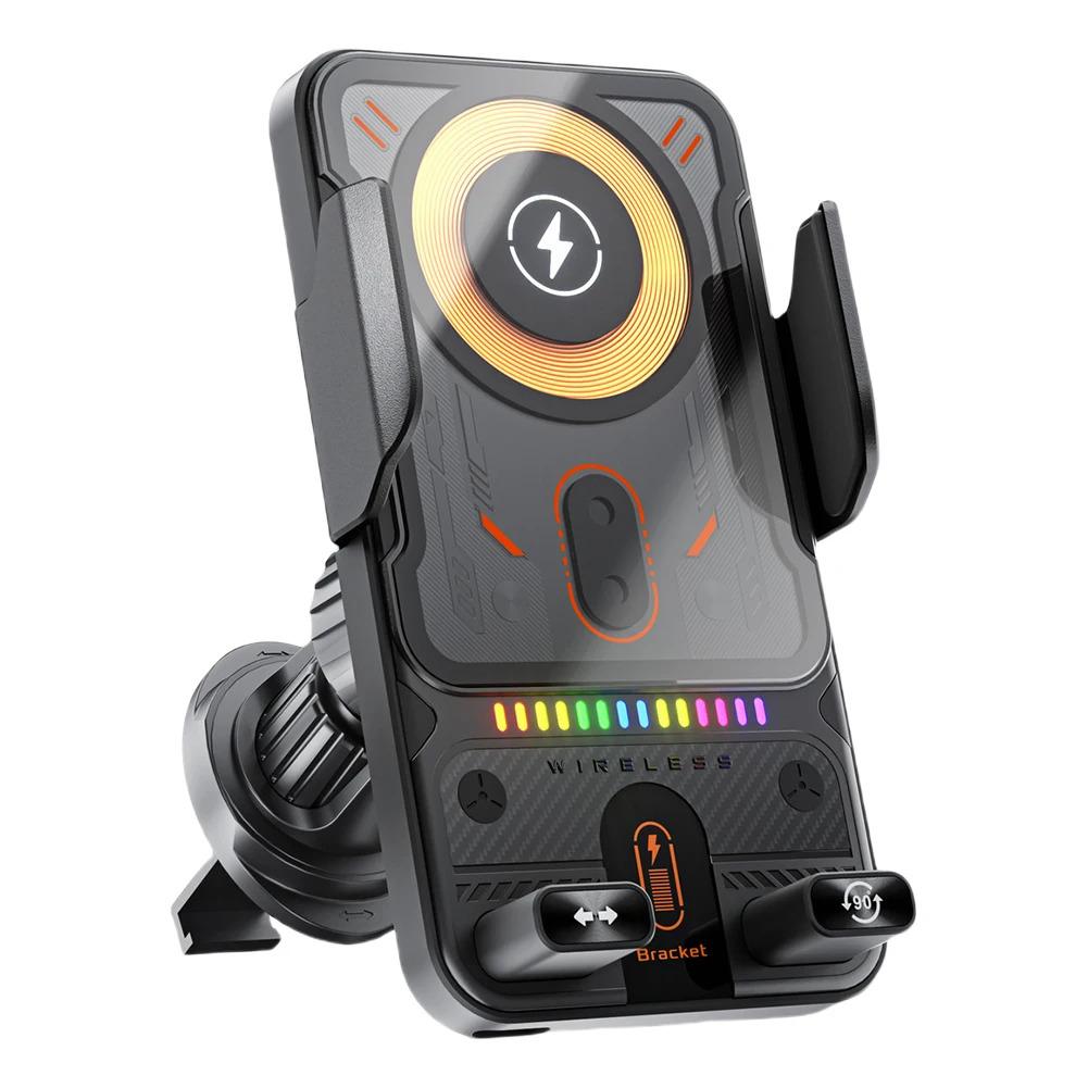 15W Wireless Charging  Car Phone Holder: Electric Induction Opening/Closing, Horizontal & Vertical Rotation, Air Vent Mount – Multifunctional for Apple & Android Phones Electronic Smartphone Charger